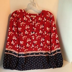 Loft Outlet Blouse Red Navy Size Small Petite